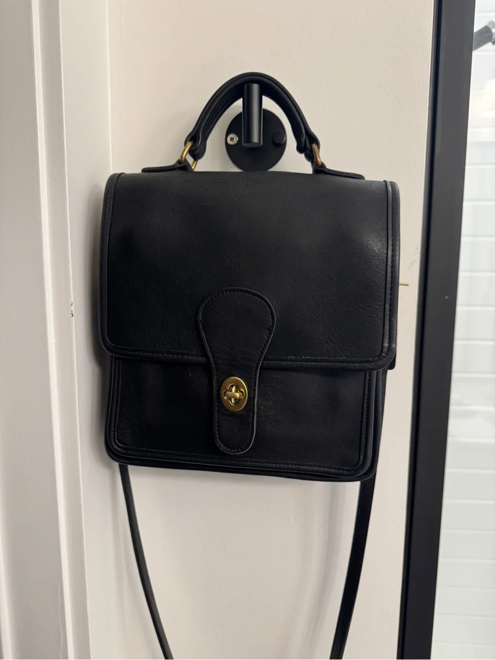 Coach Black Leather Station Satchel - Black